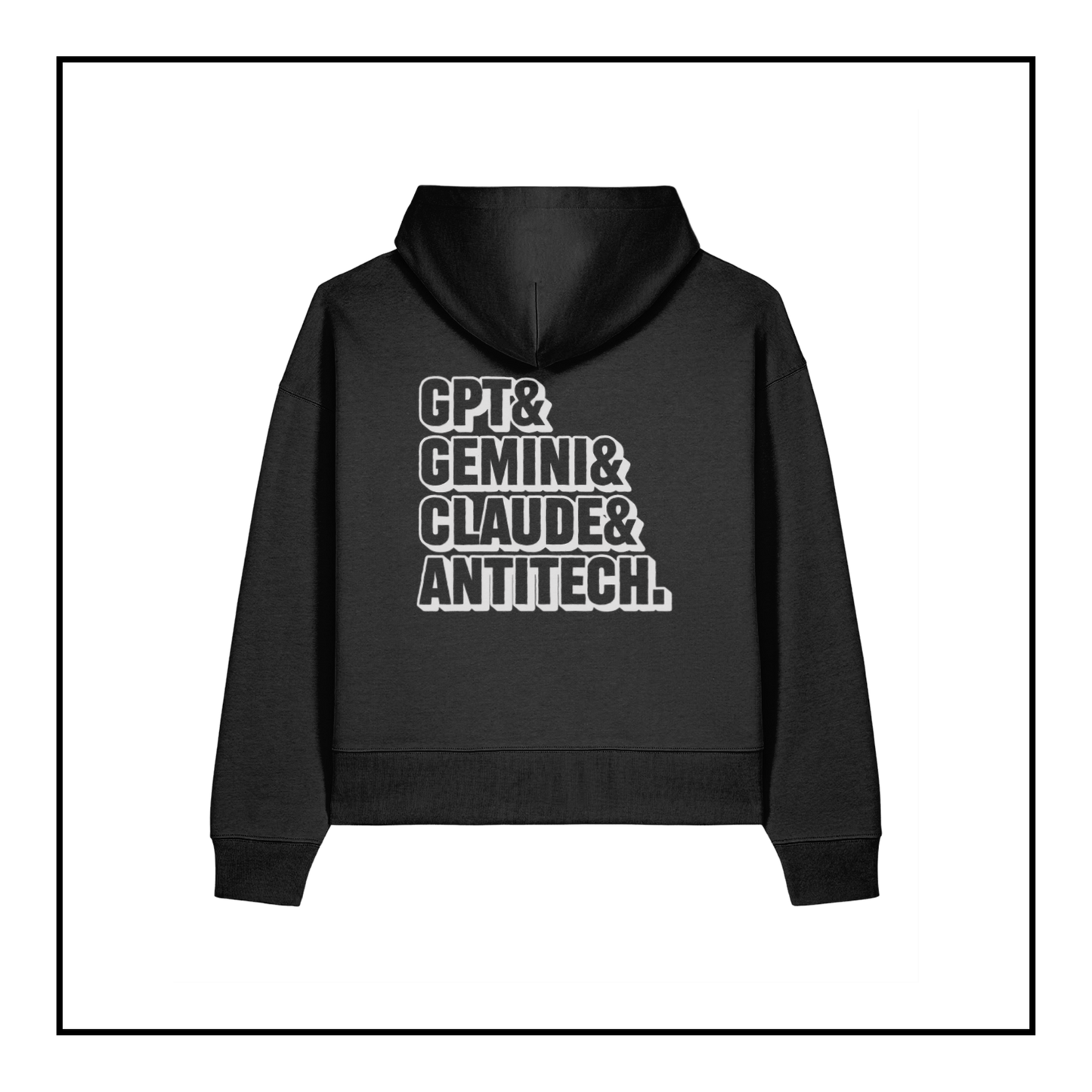 Some Friendly LLMs | Women's Boxy Hoodie Black/Light Grey