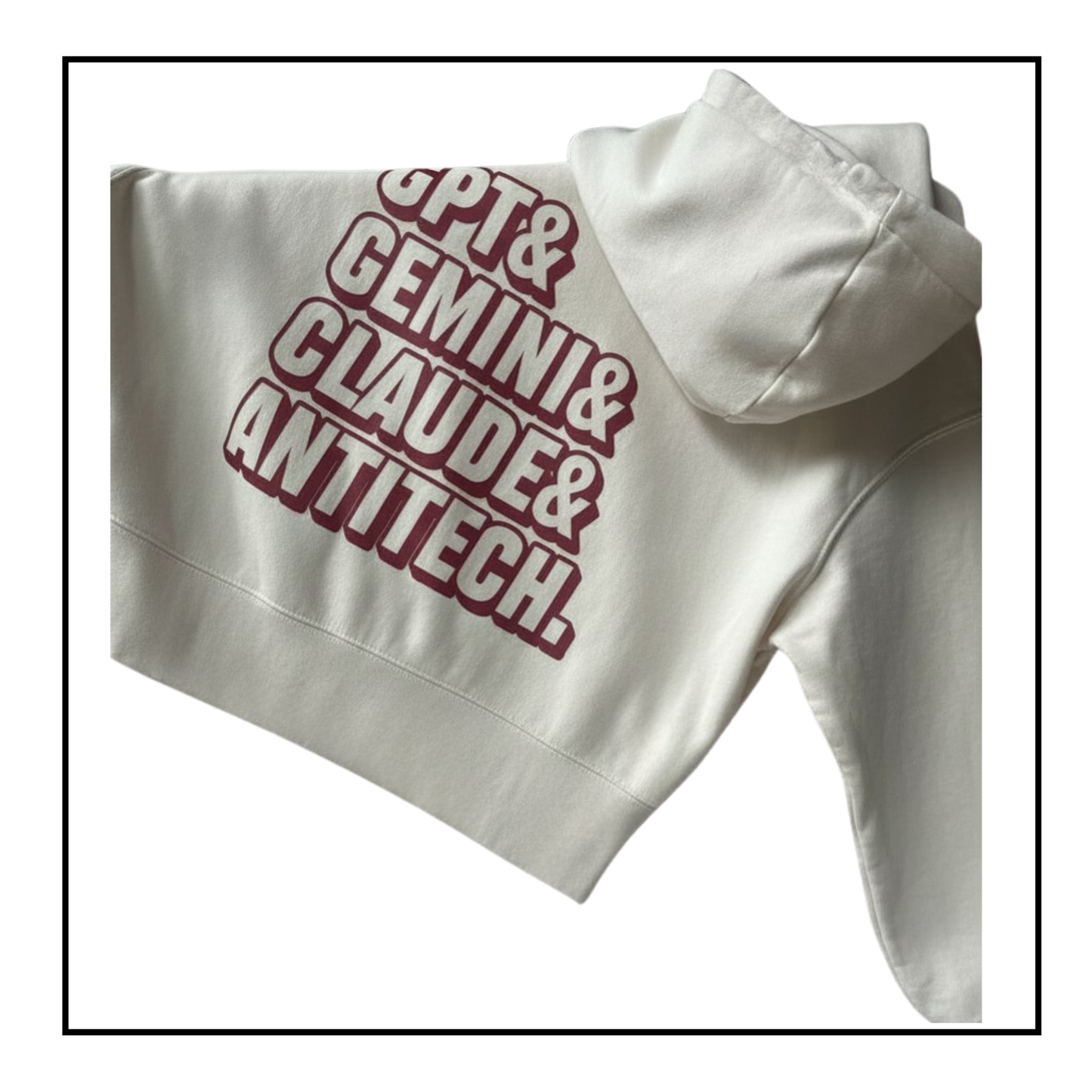 Some Friendly LLMs | Men's Boxy Hoodie Natural Raw/Red Berry