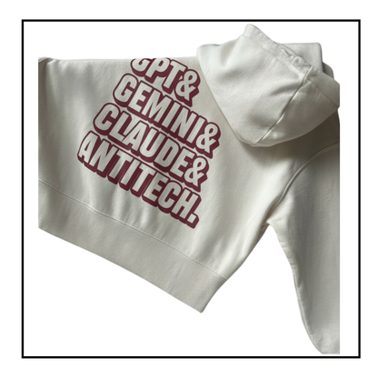 Some Friendly LLMs | Men's Boxy Hoodie Natural Raw/Red Berry