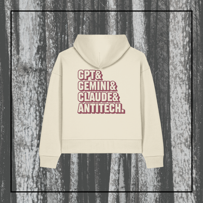 Some Friendly LLMs | Women's Boxy Hoodie Natural Raw/Red Berry