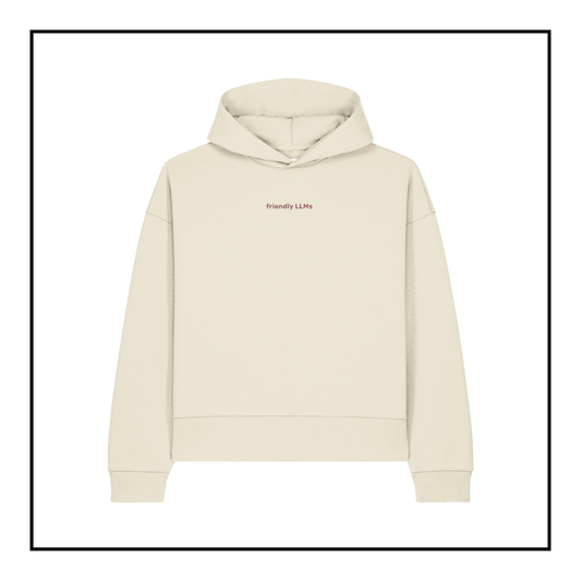 Some Friendly LLMs | Men's Boxy Hoodie Natural Raw/Red Berry