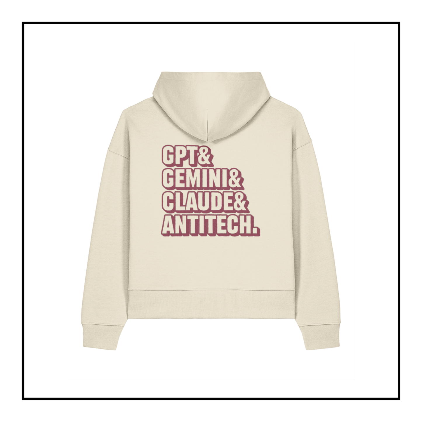 Some Friendly LLMs | Men's Boxy Hoodie Natural Raw/Red Berry