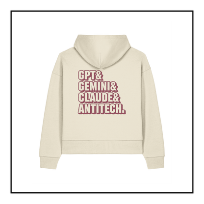 Some Friendly LLMs | Men's Boxy Hoodie Natural Raw/Red Berry