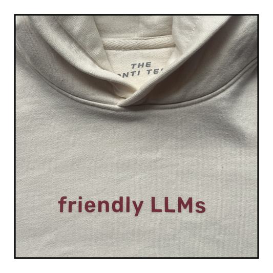 Some Friendly LLMs | Women's Boxy Hoodie Natural Raw/Red Berry