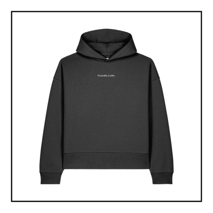 Some Friendly LLMs | Women's Boxy Hoodie Black/Light Grey