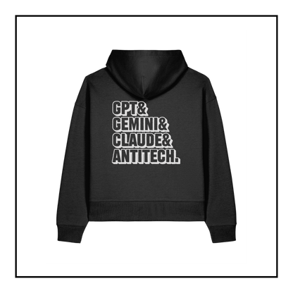 Some Friendly LLMs | Women's Boxy Hoodie Black/Light Grey