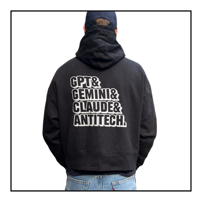 Some Friendly LLMs | Men's Boxy Hoodie Black/Light Grey