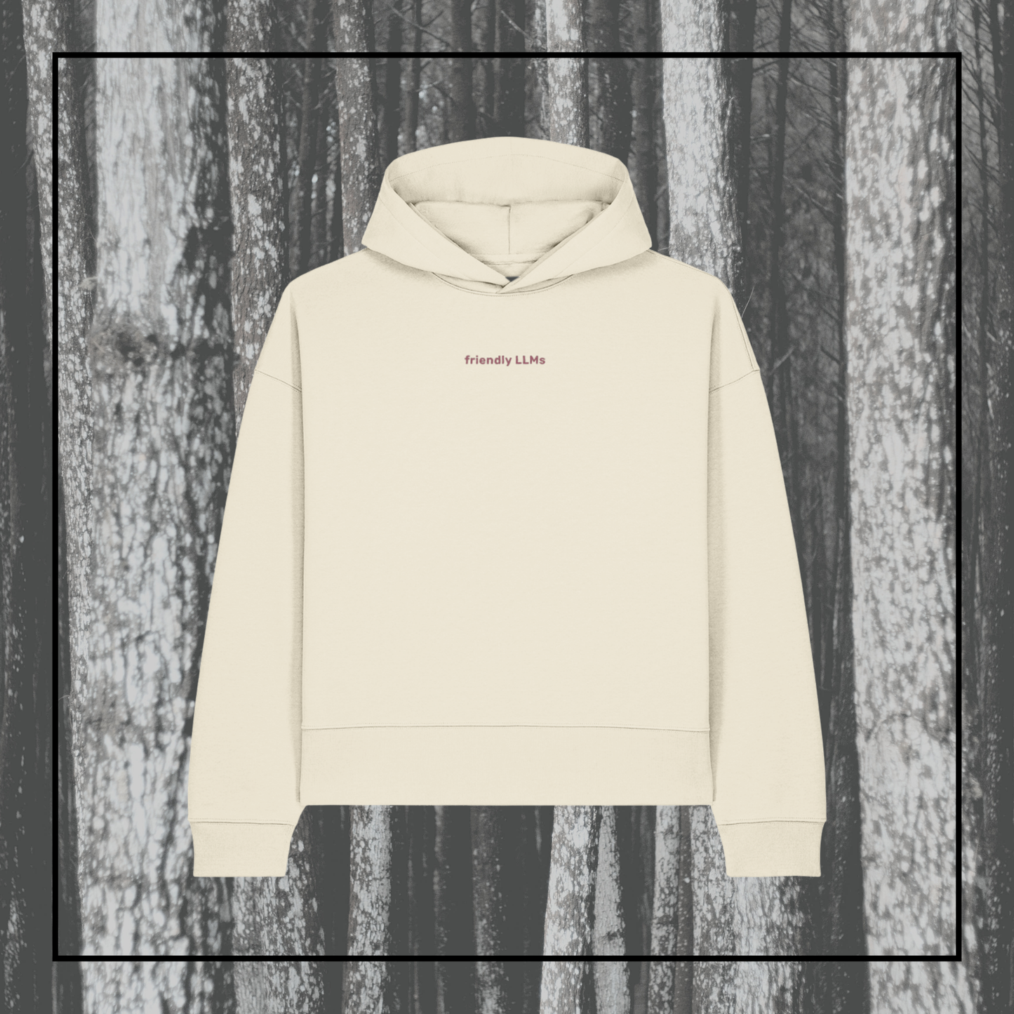 Some Friendly LLMs | Women's Boxy Hoodie Natural Raw/Red Berry