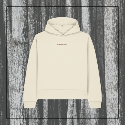 Some Friendly LLMs | Women's Boxy Hoodie Natural Raw/Red Berry