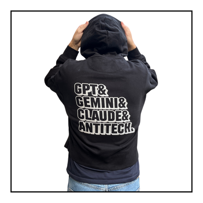 Some Friendly LLMs | Men's Boxy Hoodie Black/Light Grey