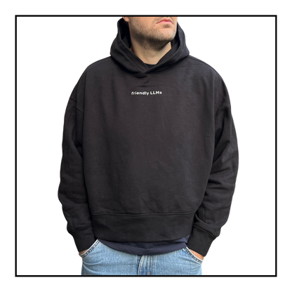 Some Friendly LLMs | Men's Boxy Hoodie Black/Light Grey