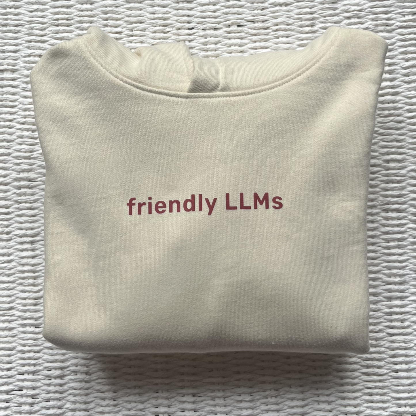 Some Friendly LLMs | Men's Boxy Hoodie Natural Raw/Red Berry